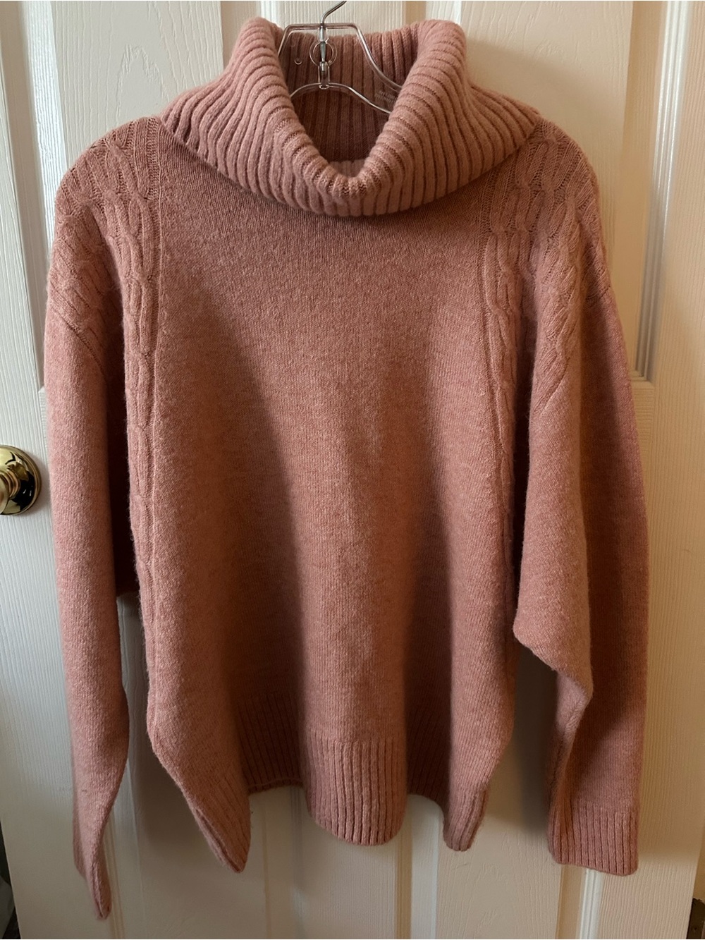 Topshop Women’s Dusty Rose Ribbed Cowl-Neck Turtleneck Sweater